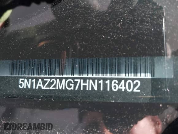 2017 Nissan Murano S with VIN 5N1AZ2MG7HN116402, listed as a IAAI auction lot 41558286 with 139,829 mi miles and . Bid and sale history available at DreamBid. Image 9.