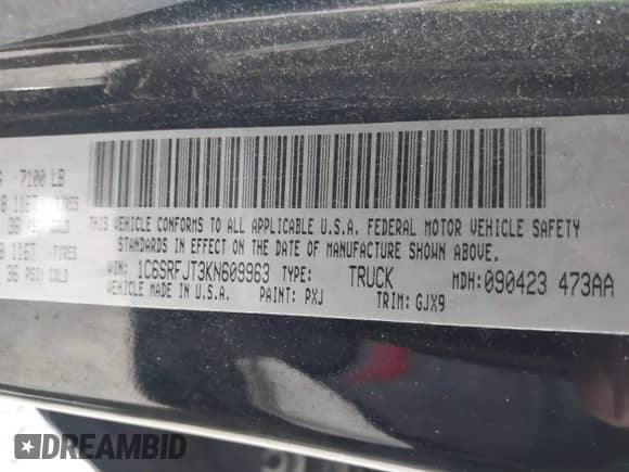 2019 Ram 1500 Laramie с VIN 1C6SRFJT3KN609963, выставлен на аукционе IAAI как лот 42317042 с пробегом 132 345 миль миль и . История ставок и продаж доступна на DreamBid. Изображение 9.