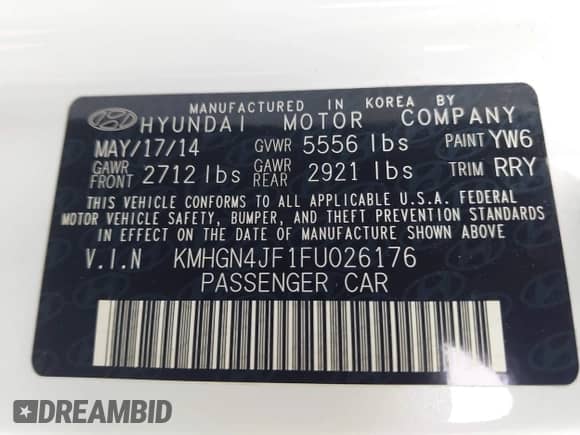 2015 Hyundai Genesis 5.0L с VIN KMHGN4JF1FU026176, выставлен на аукционе IAAI как лот 42657518 с пробегом 72 163 миль миль и . История ставок и продаж доступна на DreamBid. Изображение 9.