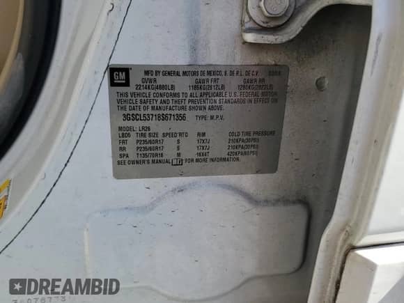 2008 Saturn VUE XR z VIN 3GSCL53718S671356, wystawiony jako Copart lot #68237084 z przebiegiem 131 882 mil mil oraz Szkoda całkowita • Salvage title. Historia ofert i sprzedaży dostępna na DreamBid. Obrazek 15.