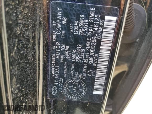 2024 Hyundai Tucson with VIN KM8JDDD26RU146125, listed as a Copart auction lot 67396975 with Not provided miles and Clean title. Bid and sale history available at DreamBid. Image 14.