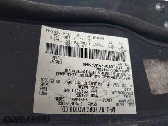 2010 Ford Explorer XLT с VIN 1FMEU7DE2AUA75944, выставлен на аукционе IAAI как лот 43279516 с пробегом 118 342 миль миль и . История ставок и продаж доступна на DreamBid. Изображение 9.