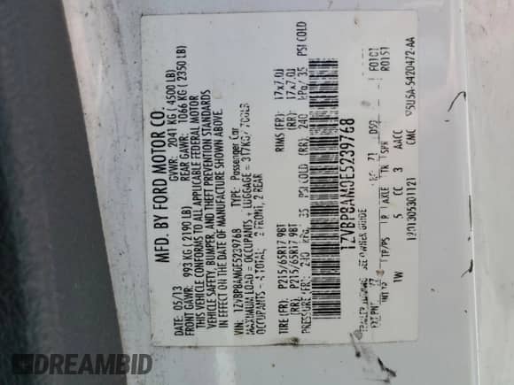 2014 Ford Mustang V6 with VIN 1ZVBP8AM0E5239768, listed as a Copart auction lot 65407285 with 195,341 mi miles and Salvage title. Bid and sale history available at DreamBid. Image 12.