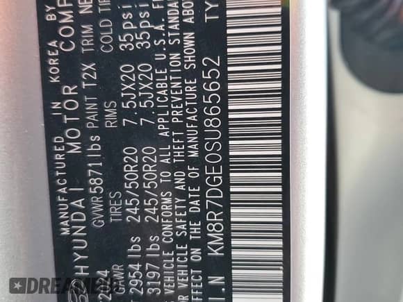 2025 Hyundai Palisade Calligraphy z VIN KM8R7DGE0SU865652, wystawiony jako Copart lot #91202335 z przebiegiem 5 643 mil mil oraz Szkoda całkowita • Salvage title. Historia ofert i sprzedaży dostępna na DreamBid. Obrazek 14.