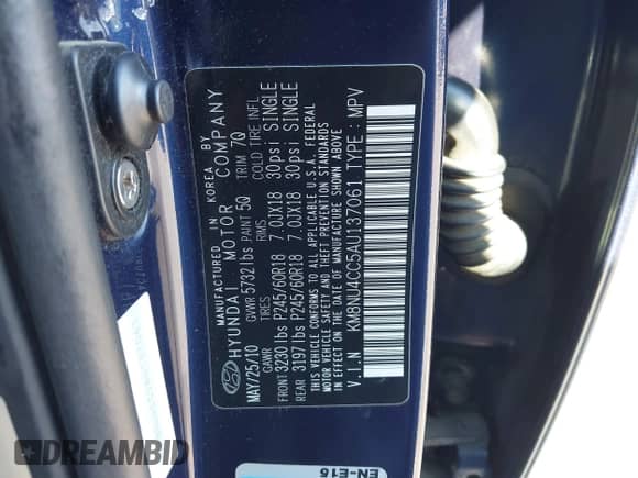 2010 Hyundai Veracruz Limited с VIN KM8NU4CC5AU137061, выставлен на аукционе IAAI как лот 43408644 с пробегом 92 743 миль миль и . История ставок и продаж доступна на DreamBid. Изображение 9.