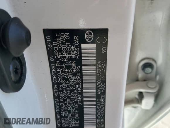 2018 Toyota Camry SE с VIN JTNB11HK3J3064126, выставлен на аукционе Copart как лот 82269945 с пробегом 88 446 миль миль и Списание • Salvage title. История ставок и продаж доступна на DreamBid. Изображение 13.