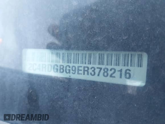 2014 Dodge Grand Caravan American Value with VIN 2C4RDGBG9ER378216, listed as a IAAI auction lot 43112588 with Not provided miles and . Bid and sale history available at DreamBid. Image 9.