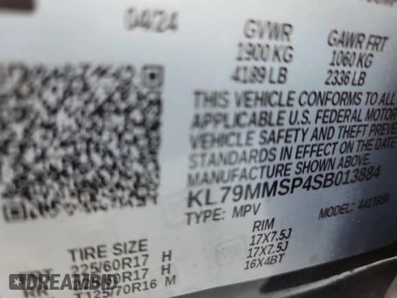 2025 Chevrolet TrailBlazer LS с VIN KL79MMSP4SB013884, выставлен на аукционе Copart как лот 80026005 с пробегом Не указан миль и Списание • Salvage title. История ставок и продаж доступна на DreamBid. Изображение 13.