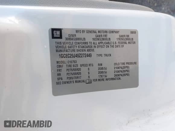 2009 Chevrolet Silverado 1500 LT z VIN 1GCEC29J49Z272449, wystawiony jako IAAI lot #43393721 z przebiegiem 162 795 mil mil oraz . Historia ofert i sprzedaży dostępna na DreamBid. Obrazek 9.