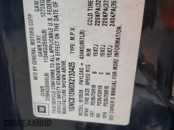 1999 Chevrolet Blazer LS z VIN 1GNCS13W0X2133425, wystawiony jako Copart lot #81930324 z przebiegiem 224 669 mil mil oraz Szkoda całkowita • Salvage title. Historia ofert i sprzedaży dostępna na DreamBid. Obrazek 15.