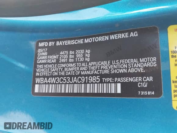 2018 BMW 4 Series 430i с VIN WBA4W3C53JAC91985, выставлен на аукционе IAAI как лот 43045033 с пробегом 68 465 миль миль и . История ставок и продаж доступна на DreamBid. Изображение 9.