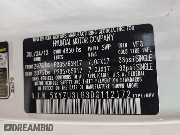 2013 Hyundai Santa Fe Sport с VIN 5XYZU3LB3DG112172, выставлен на аукционе Copart как лот 86055515 с пробегом 157 161 миль миль и На запчасти • Non repairable. История ставок и продаж доступна на DreamBid. Изображение 13.