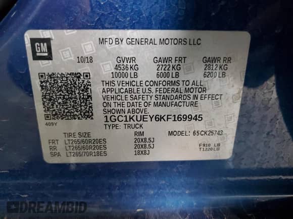 2019 Chevrolet Silverado 2500HD High Country с VIN 1GC1KUEY6KF169945, выставлен на аукционе Copart как лот 64101075 с пробегом 53 077 миль миль и Списание • Salvage title. История ставок и продаж доступна на DreamBid. Изображение 12.