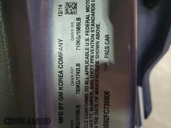 2015 Chevrolet Spark LS z VIN KL8CB6S92FC738906, wystawiony jako Copart lot #91193185 z przebiegiem 86 872 mil mil oraz Czysty tytuł • Clean title. Historia ofert i sprzedaży dostępna na DreamBid. Obrazek 12.