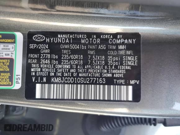 2025 Hyundai Tucson SEL Convenience с VIN KM8JCDD10SU277163, выставлен на аукционе Copart как лот 68381385 с пробегом 3 058 миль миль и Списание • Salvage title. История ставок и продаж доступна на DreamBid. Изображение 13.