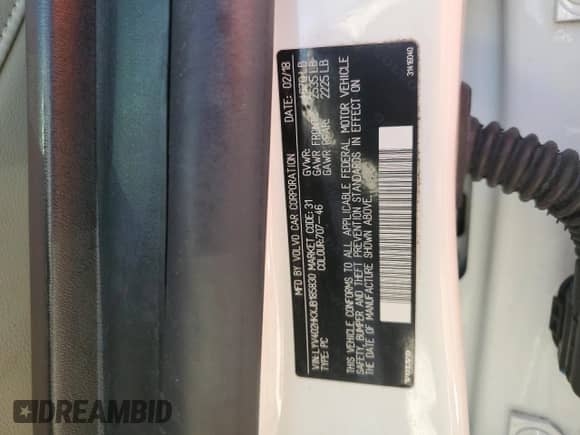 2018 Volvo S60 Inscription с VIN LYV402HKXJB185830, выставлен на аукционе Copart как лот 80485695 с пробегом 45 339 миль миль и Списание • Salvage title. История ставок и продаж доступна на DreamBid. Изображение 13.