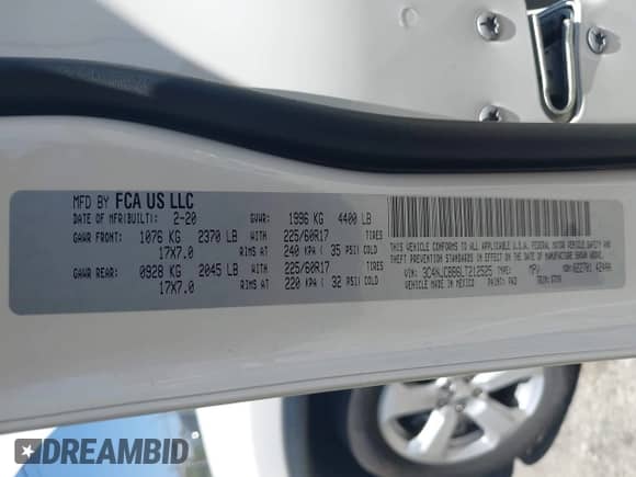 2020 Jeep Compass Latitude z VIN 3C4NJCBB6LT212525, wystawiony jako IAAI lot #42558589 z przebiegiem Nie podano mil oraz . Historia ofert i sprzedaży dostępna na DreamBid. Obrazek 9.