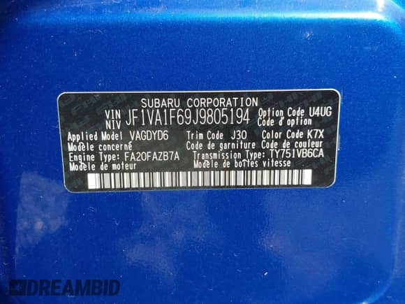 2018 Subaru WRX Limited z VIN JF1VA1F69J9805194, wystawiony jako IAAI lot #43076892 z przebiegiem 85 720 mil mil oraz . Historia ofert i sprzedaży dostępna na DreamBid. Obrazek 9.