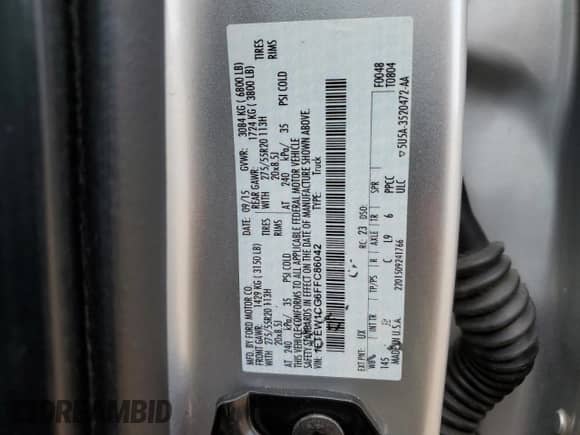 2015 Ford F-150 XL с VIN 1FTEW1CG6FFC86042, выставлен на аукционе Copart как лот 66325105 с пробегом 115 637 миль миль и Чистый • Clean title. История ставок и продаж доступна на DreamBid. Изображение 12.