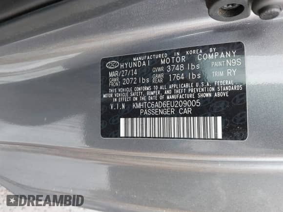 2014 Hyundai Veloster с VIN KMHTC6AD6EU209005, выставлен на аукционе IAAI как лот 42470155 с пробегом 118 305 миль миль и . История ставок и продаж доступна на DreamBid. Изображение 9.