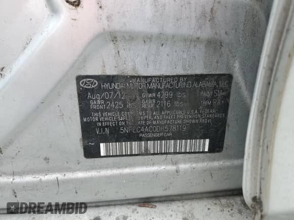 2013 Hyundai Sonata SE с VIN 5NPEC4AC0DH578119, выставлен на аукционе Copart как лот 80165685 с пробегом 264 622 миль миль и Чистый • Clean title. История ставок и продаж доступна на DreamBid. Изображение 12.