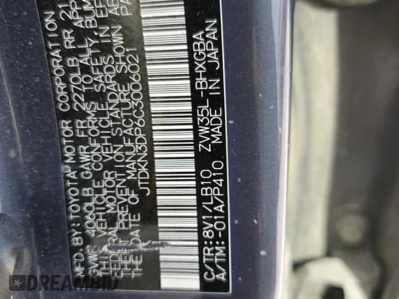 2012 Toyota Prius with VIN JTDKN3DP6C3006021, listed as a Copart auction lot 71443005 with 300,282 mi miles and Salvage title. Bid and sale history available at DreamBid. Image 13.