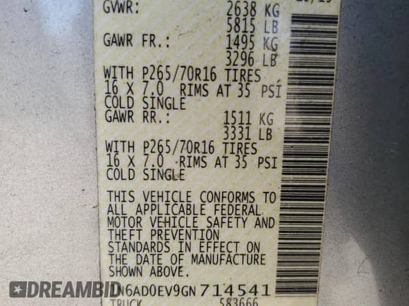 2016 Nissan Frontier SV with VIN 1N6AD0EV9GN714541, listed as a Copart auction lot 87289375 with 165,860 mi miles and Salvage title. Bid and sale history available at DreamBid. Image 12.