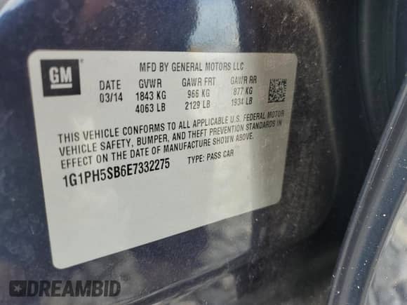 2014 Chevrolet Cruze ECO с VIN 1G1PH5SB6E7332275, выставлен на аукционе Copart как лот 71841055 с пробегом 101 636 миль миль и Списание • Salvage title. История ставок и продаж доступна на DreamBid. Изображение 12.