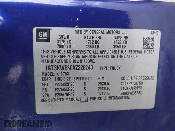 2010 GMC Sierra 1500 SLT с VIN 1GTSKWE30AZ226240, выставлен на аукционе IAAI как лот 41504532 с пробегом 170 731 миль миль и . История ставок и продаж доступна на DreamBid. Изображение 9.