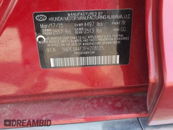 2015 Hyundai Sonata Sport с VIN 5NPE34AF2FH208125, выставлен на аукционе IAAI как лот 43219754 с пробегом 89 319 миль миль и . История ставок и продаж доступна на DreamBid. Изображение 9.