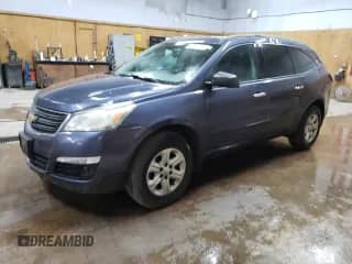 2014 Chevrolet Traverse LS z VIN 1GNKVFED5EJ125383, wystawiony jako Copart lot #65122485 z przebiegiem 105 448 mil mil oraz Czysty tytuł • Clean title. Historia ofert i sprzedaży dostępna na DreamBid. Obrazek 1.
