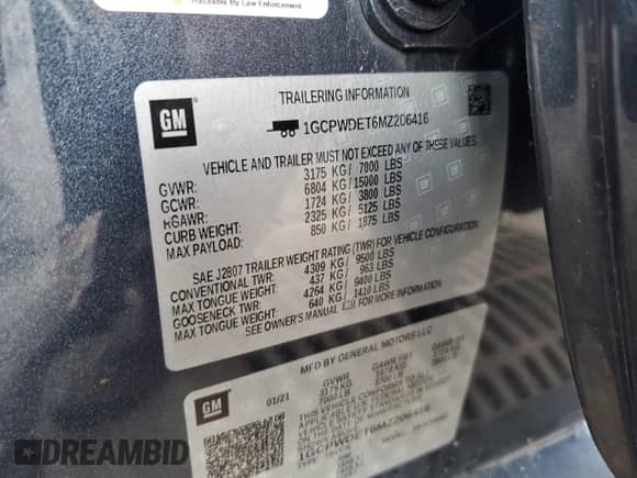 2021 Chevrolet Silverado 1500 с VIN 1GCPWDET6MZ206416, выставлен на аукционе Copart как лот 46792355 с пробегом 148 872 миль миль и Чистый • Clean title. История ставок и продаж доступна на DreamBid. Изображение 12.