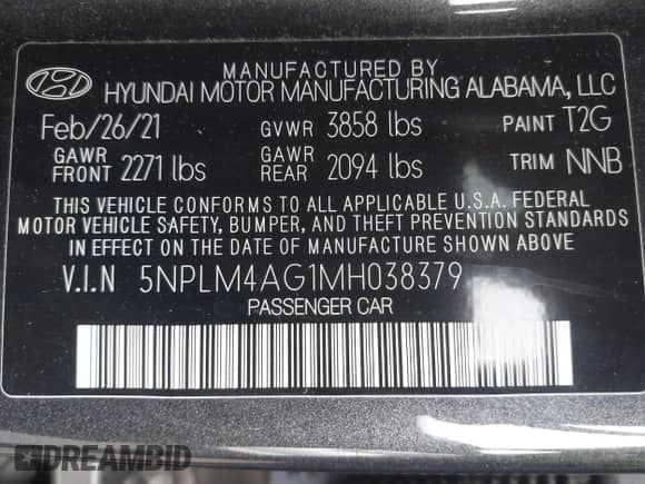 2021 Hyundai Elantra SEL с VIN 5NPLM4AG1MH038379, выставлен на аукционе IAAI как лот 43191258 с пробегом 104 960 миль миль и . История ставок и продаж доступна на DreamBid. Изображение 9.