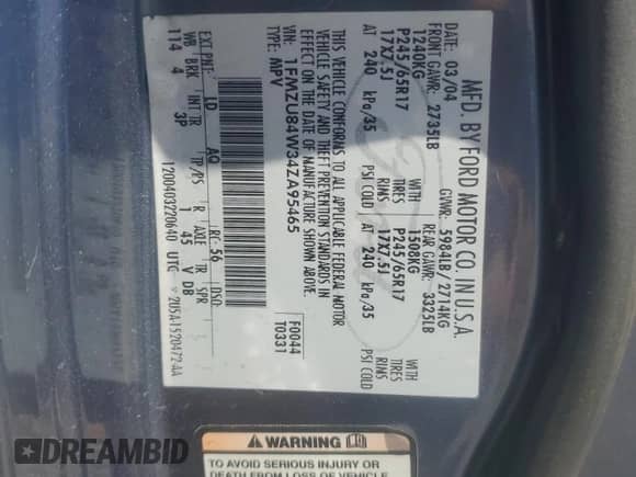 2004 Ford Explorer with VIN 1FMZU84W34ZA95465, listed as a Copart auction lot 49528345 with 161,152 mi miles and Clean title. Bid and sale history available at DreamBid. Image 13.