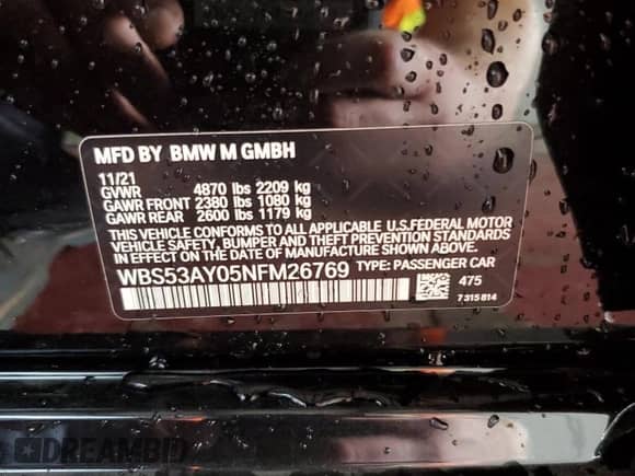 2022 BMW M3 с VIN WBS53AY05NFM26769, выставлен на аукционе Copart как лот 67294093 с пробегом 10 361 миль миль и . История ставок и продаж доступна на DreamBid. Изображение 12.