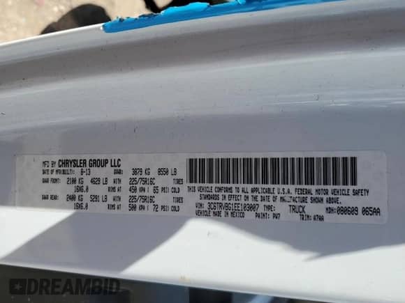 2014 Ram ProMaster Cargo z VIN 3C6TRVBG1EE103007, wystawiony jako Copart lot #72050954 z przebiegiem 198 197 mil mil oraz Szkoda całkowita • Salvage title. Historia ofert i sprzedaży dostępna na DreamBid. Obrazek 15.