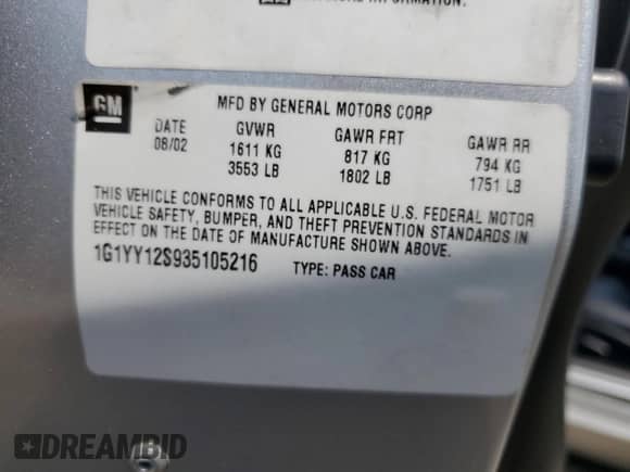 2003 Chevrolet Corvette Z06 z VIN 1G1YY12S935105216, wystawiony jako Copart lot #68721585 z przebiegiem 99 972 mil mil oraz Szkoda całkowita • Salvage title. Historia ofert i sprzedaży dostępna na DreamBid. Obrazek 12.