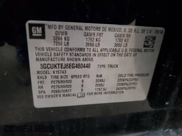 2014 Chevrolet Silverado 1500 High Country с VIN 3GCUKTEJ6EG480448, выставлен на аукционе Copart как лот 68707985 с пробегом 186 075 миль миль и Списание • Salvage title. История ставок и продаж доступна на DreamBid. Изображение 13.