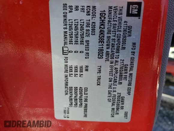 2008 Chevrolet Silverado 2500HD Work Truck z VIN 1GCHK24K58E118029, wystawiony jako Copart lot #46854015 z przebiegiem 118 233 mil mil oraz Szkoda całkowita • Salvage title. Historia ofert i sprzedaży dostępna na DreamBid. Obrazek 12.