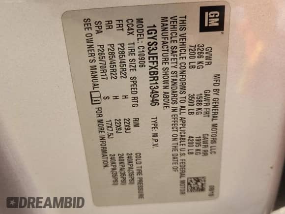 2011 Cadillac Escalade ESV Premium с VIN 1GYS3JEFXBR134946, выставлен на аукционе Copart как лот 90051025 с пробегом 141 139 миль миль и Списание • Salvage title. История ставок и продаж доступна на DreamBid. Изображение 13.