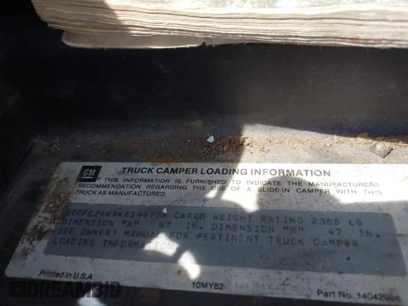 1989 Chevrolet Silverado 2500 with VIN 1GCFC24KXKE149708, listed as a IAAI auction lot 42696840 with 240,237 mi miles and . Bid and sale history available at DreamBid. Image 9.