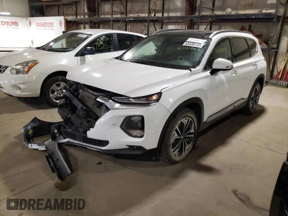 2019 Hyundai Santa Fe Ultimate with VIN 5NMS5CAA4KH118025, listed as a Copart auction lot 63428112 with 28,852 mi miles and . Bid and sale history available at DreamBid. Image 2.
