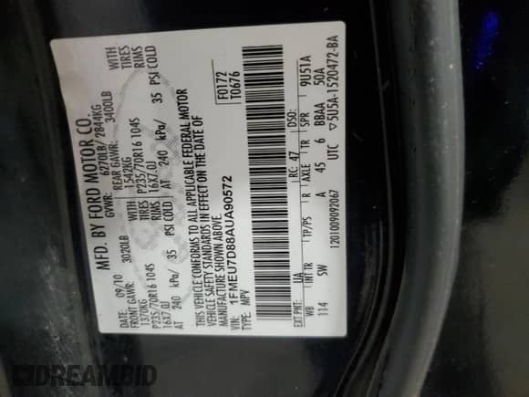 2010 Ford Explorer with VIN 1FMEU7D88AUA90572, listed as a Copart auction lot 85647904 with 63,981 mi miles and Salvage title. Bid and sale history available at DreamBid. Image 13.