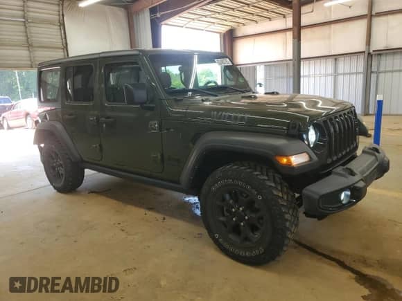 2022 Jeep Wrangler Unlimited Willys with VIN 1C4HJXDN8NW210106, listed as a Copart auction lot 64212235 with 65,948 mi miles and Salvage title. Bid and sale history available at DreamBid. Image 4.