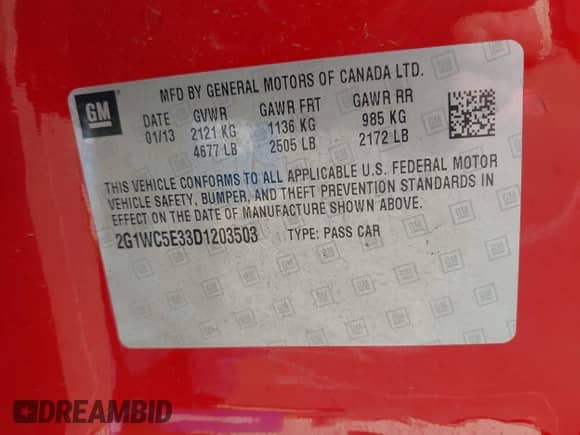 2013 Chevrolet Impala LTZ с VIN 2G1WC5E33D1203503, выставлен на аукционе IAAI как лот 42378280 с пробегом 133 637 миль миль и . История ставок и продаж доступна на DreamBid. Изображение 9.