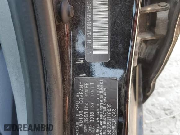 2005 Hyundai Elantra GLS с VIN KMHDN56D35U148035, выставлен на аукционе Copart как лот 59706515 с пробегом 149 370 миль миль и Списание • Salvage title. История ставок и продаж доступна на DreamBid. Изображение 12.