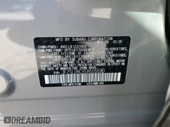 2025 Subaru Forester Special Sports z VIN JF2SLDHC9SH555590, wystawiony jako Copart lot #81790935 z przebiegiem 6 761 mil mil oraz Szkoda całkowita • Salvage title. Historia ofert i sprzedaży dostępna na DreamBid. Obrazek 13.