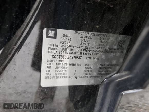 2015 Chevrolet Colorado 4WD LT с VIN 1GCGTBE30F1215837, выставлен на аукционе Copart как лот 84636715 с пробегом 85 855 миль миль и Списание • Salvage title. История ставок и продаж доступна на DreamBid. Изображение 12.