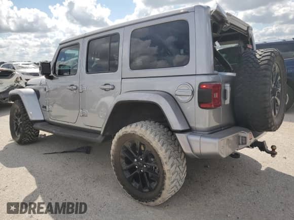 2021 Jeep Wrangler Unlimited Sahara High Altitude with VIN 1C4HJXEG2MW620527, listed as a Copart auction lot 72848894 with 65,598 mi miles and Salvage title. Bid and sale history available at DreamBid. Image 2.