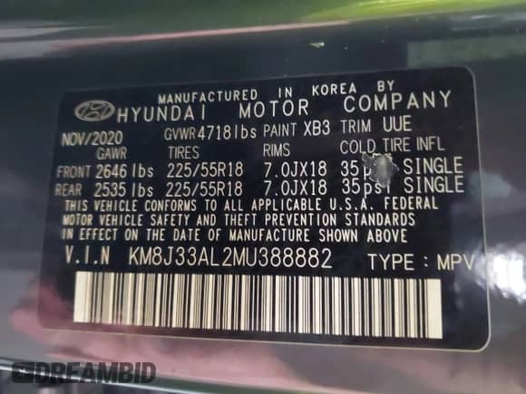 2021 Hyundai Tucson Ultimate с VIN KM8J33AL2MU388882, выставлен на аукционе IAAI как лот 43140362 с пробегом 46 186 миль миль и . История ставок и продаж доступна на DreamBid. Изображение 9.